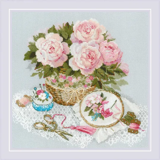 Kit de point de croix "Le temps de la couture" 30x30 cm SR2280