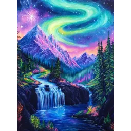 Kit de peinture diamant avec sous-cadre "Aurores boréales" 30x40 cm VA864