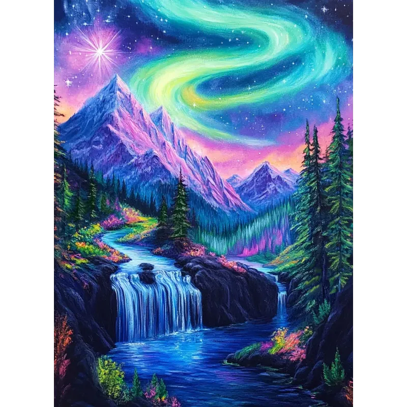 Kit de peinture diamant avec sous-cadre "Aurores boréales" 30x40 cm VA864