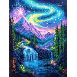 Kit de peinture diamant avec sous-cadre "Aurores boréales" 30x40 cm VA864