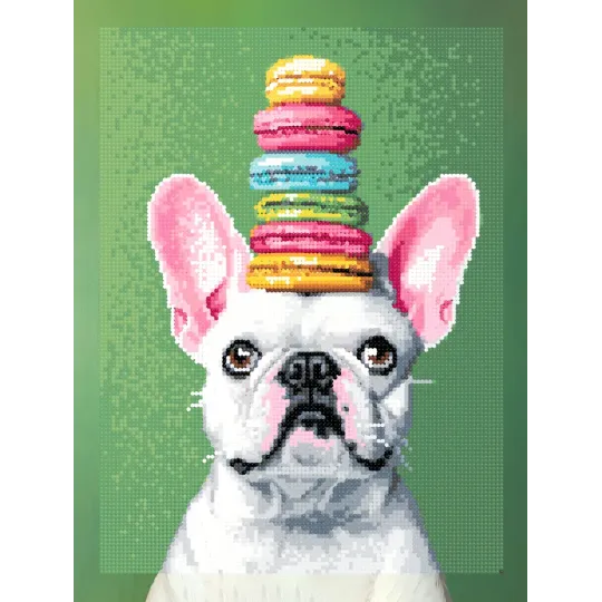 Kit de peinture diamant avec sous-châssis "Bouledogue français" 30x40 cm VA861