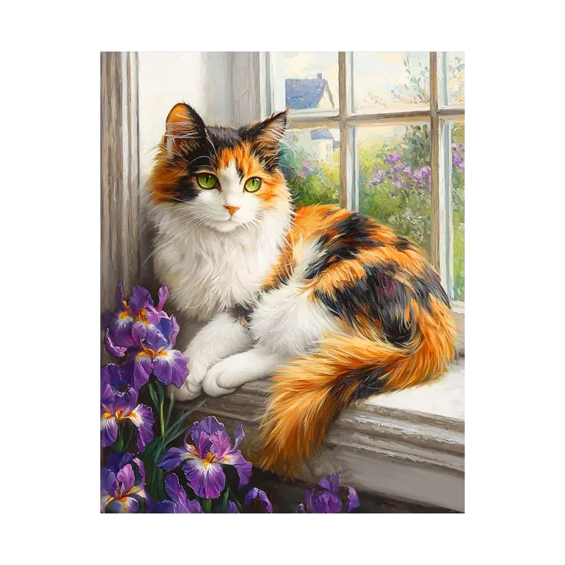 Diamond painting with subframe "Cat on the window" 40x50 cm DP420