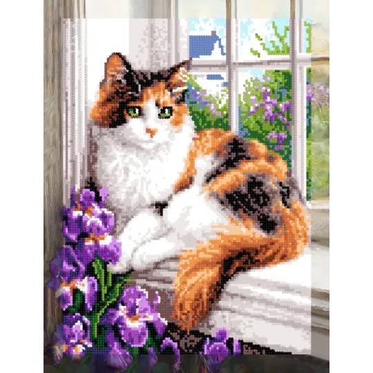 Diamond painting with subframe "Cat on the window" 40x50 cm DP420
