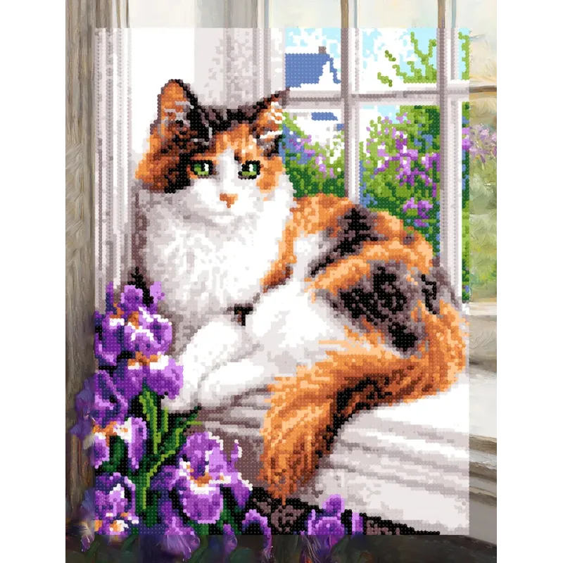Diamond painting with subframe "Cat on the window" 40x50 cm DP420