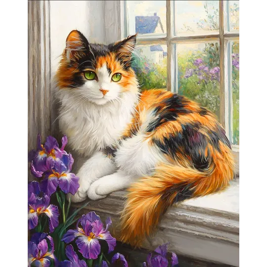 Diamond painting with subframe "Cat on the window" 40x50 cm DP420