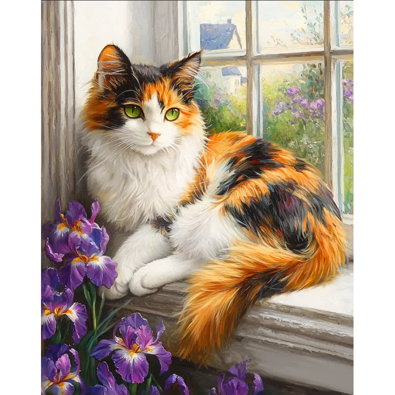 Diamond painting with subframe "Cat on the window" 40x50 cm DP420