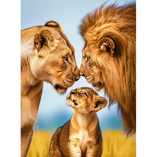 Diamond Painting Set mit Keilrahmen "Löwenfamilie" 30x40 cm VA856