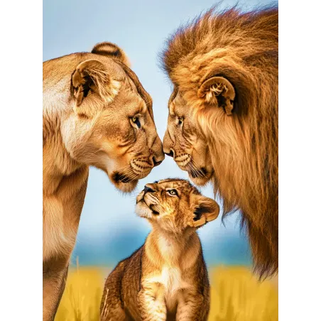 Diamond Painting Set mit Keilrahmen "Löwenfamilie" 30x40 cm VA856