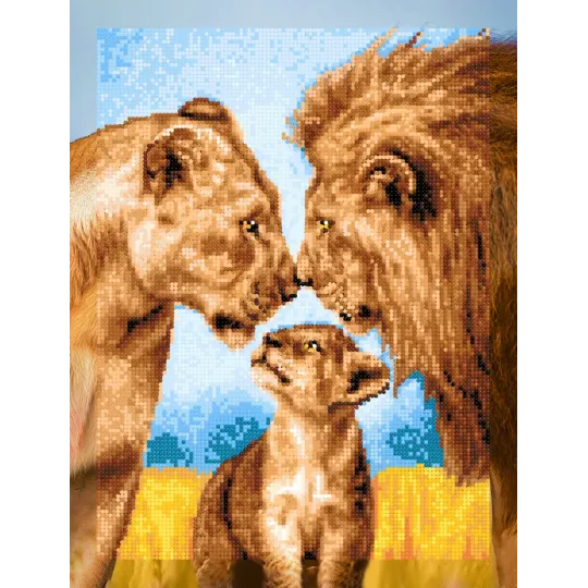 Diamond Painting Set mit Keilrahmen "Löwenfamilie" 30x40 cm VA856
