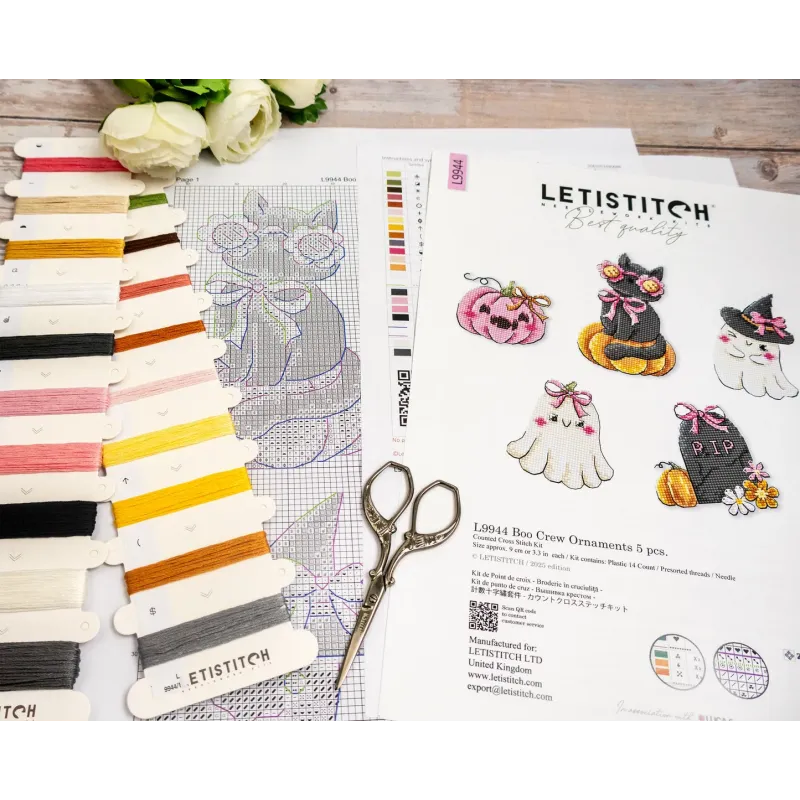 Cross stitch kit "Boo Crew Ornaments" 5 pcs SLETIL9944