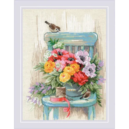 Kit de point de croix "Fleurs de jardin" 30x40 SR2299