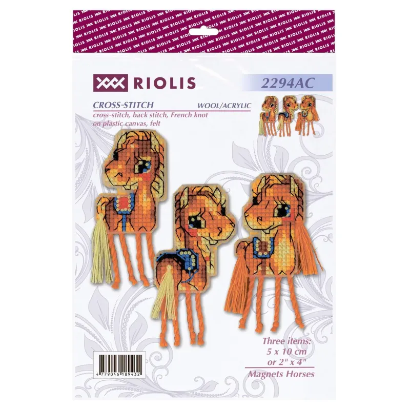 Cross stitch kit "Magnets Horses" 5x10 cm SR2294AC