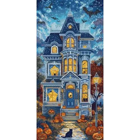 Kit de point de croix "Manoir Hanté" 19x39 cm SLETIL9945