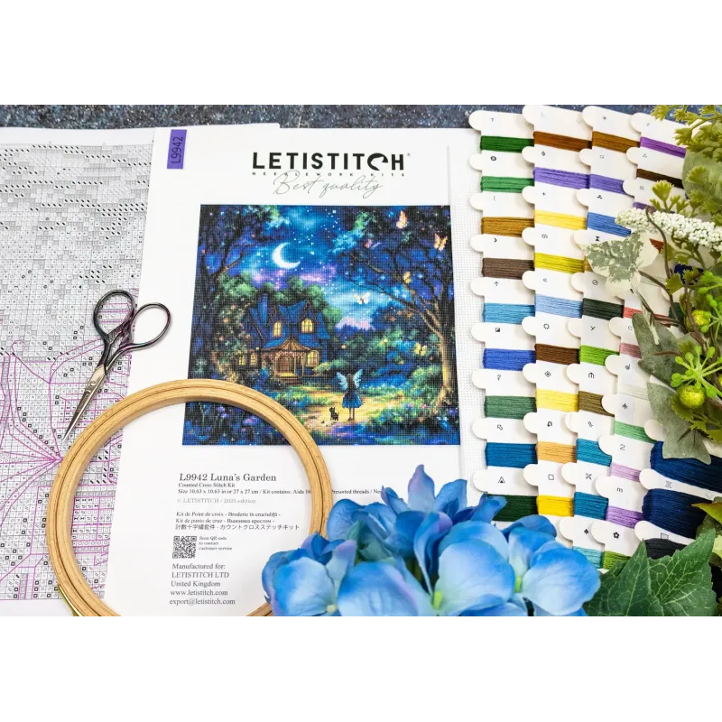 Kit point de croix "Le Jardin de Luna" 27x27cm SLETIL9942