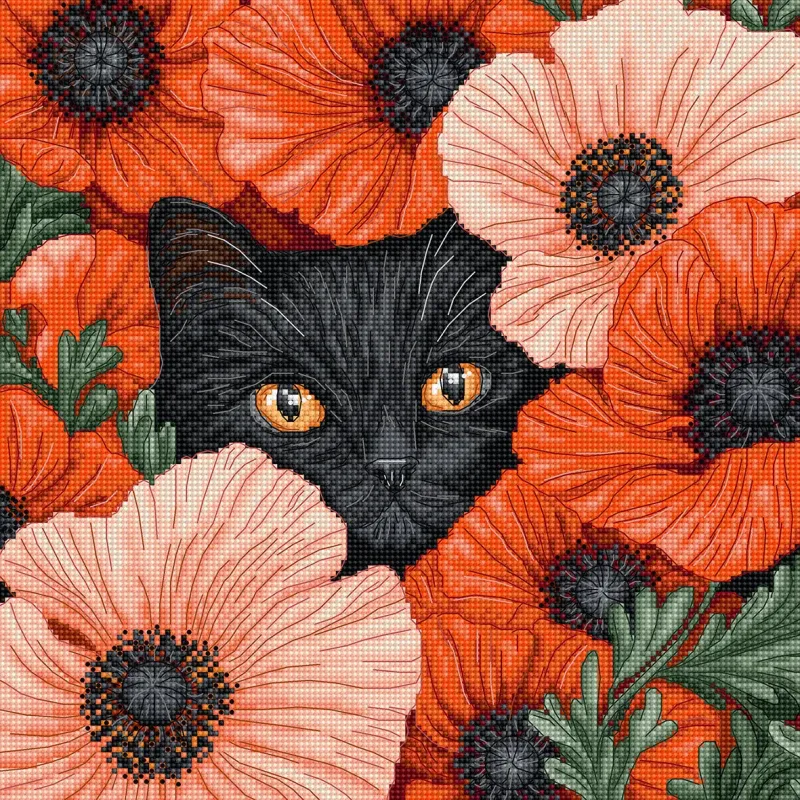 Kit de point de croix « Poppy Eyes » 24x24 cm SLETIL9949
