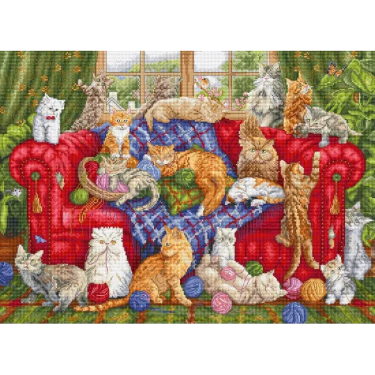 Kryželiu siuvinėjimo rinkinys "Meow Manor" 44x32cm SLETIL9946