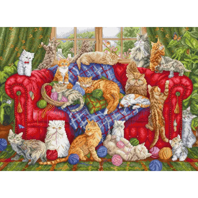 Kryželiu siuvinėjimo rinkinys "Meow Manor" 44x32cm SLETIL9946