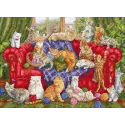 Kryželiu siuvinėjimo rinkinys "Meow Manor" 44x32cm SLETIL9946