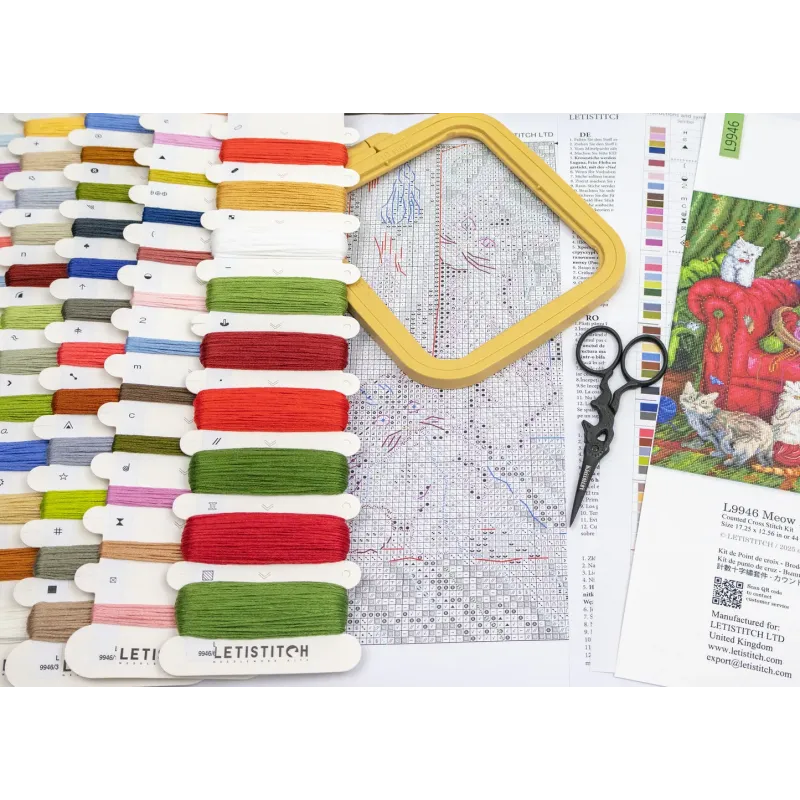 Kit de point de croix "Meow Manor" 44x32cm SLETIL9946