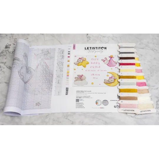 Набор для вышивания крестиком «Baby Girl record» 41x33cm SLETIL9943