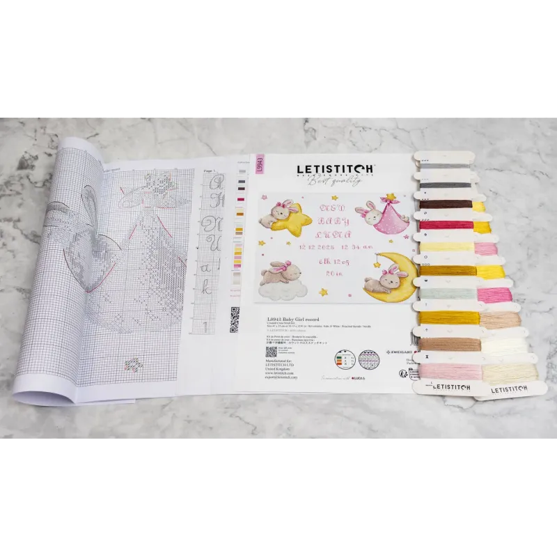 Kit point de croix "Baby Girl record" 41x33cm SLETIL9943