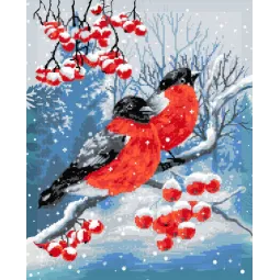 Diamond painting with subframe 40x50 cm   Bullfinches DP409