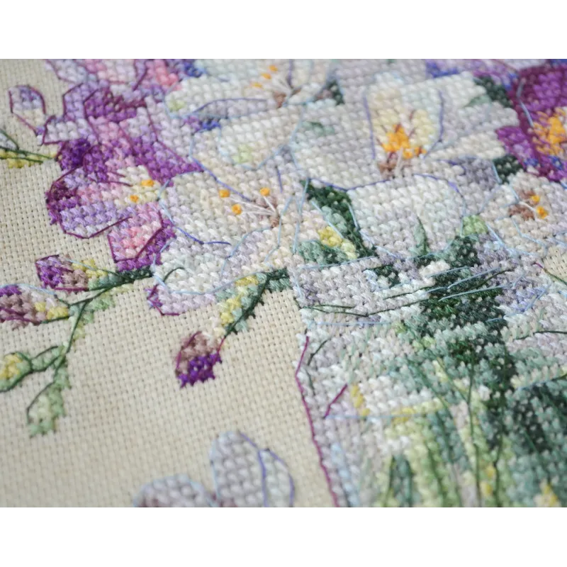 Kreuzstich-Set. Einkaufstasche "Frühlingszärtlichkeit" 38 x 42 cm AAHB-003