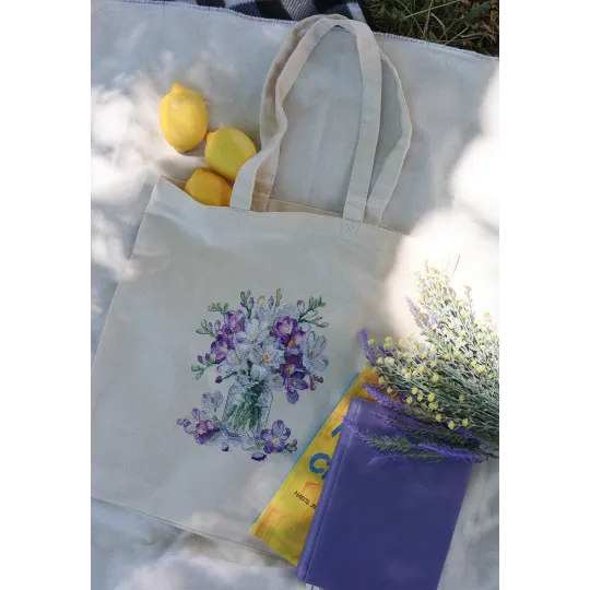 Kit de point de croix. Sac shopping "Douceur printanière" 38 x 42 cm AAHB-003