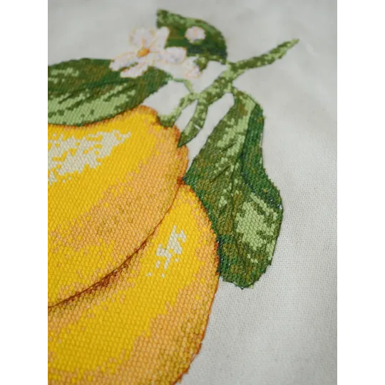 Kit point de croix. Sac cabas "Inspiration jaune" 38 x 42 cm AAHB-002