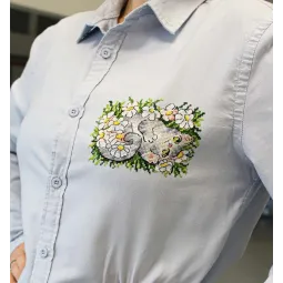 Water-soluble canvas cross stitch kit "Kitten in daisies" SV-682