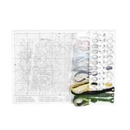 Water-soluble canvas cross stitch kit "Kitten in daisies" SV-682