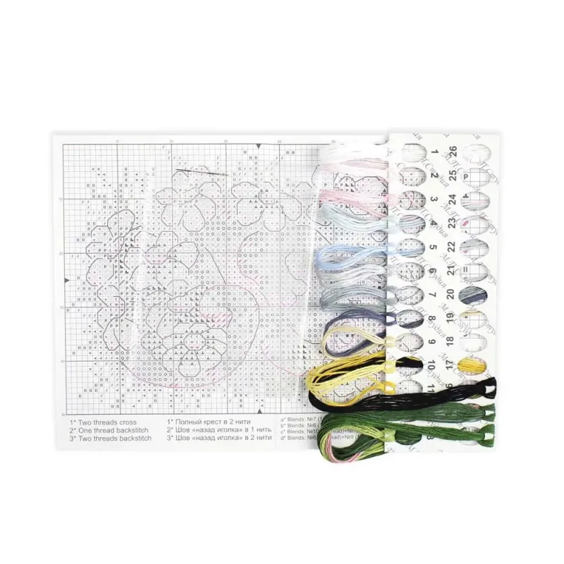 Kit de point de croix sur toile hydrosoluble "Chaton dans les marguerites" SV-682