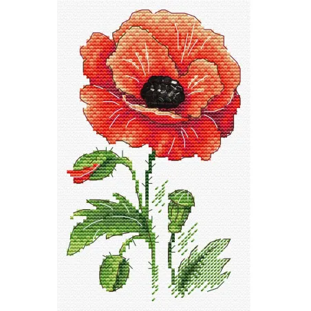 Water-soluble canvas cross stitch kit "Red poppy" SV-541