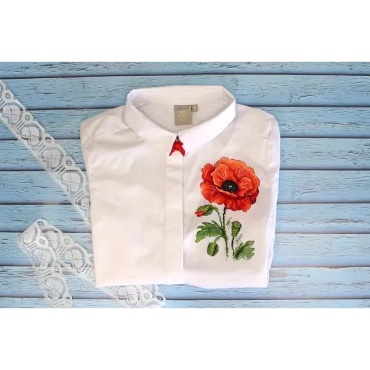 Wasserlösliches Kreuzstich-Set "Rote Mohnblume" SV-541