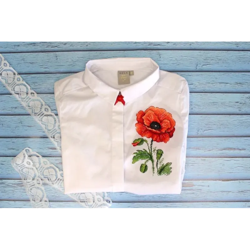 Kit de point de croix sur toile soluble dans l'eau "Coquelicot rouge" SV-541