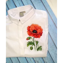 Kit de point de croix sur toile soluble dans l'eau "Coquelicot rouge" SV-541