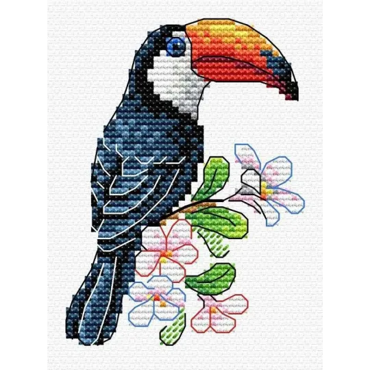 Kit de point de croix sur toile hydrosoluble Habitant tropical SV-540