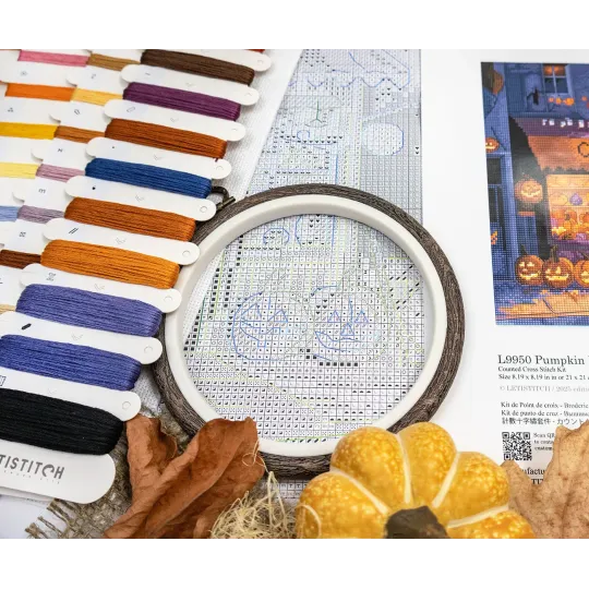 Kit de point de croix "Pumpkin Lane" 21 x 21 cm SLETIL9950