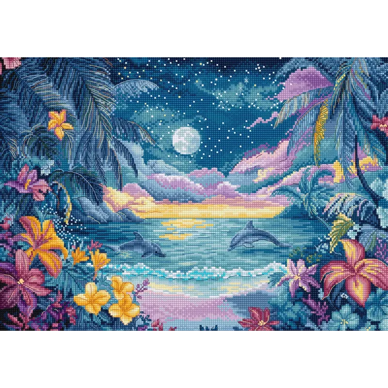 Siuvinėjimo kryželiu rinkinys "Blue Mirage" 32x22cm SLETIL9951