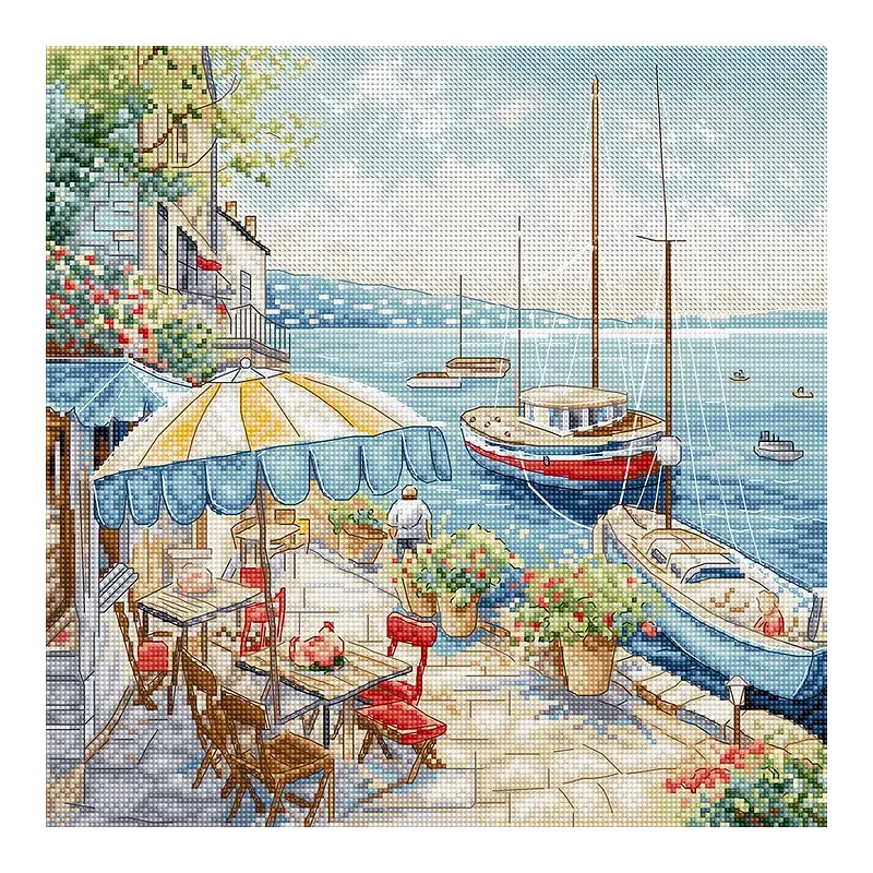 Kryželiu siuvinėjimo rinkinys "Jūros peizažas" 26x26 cm SLETIL9927