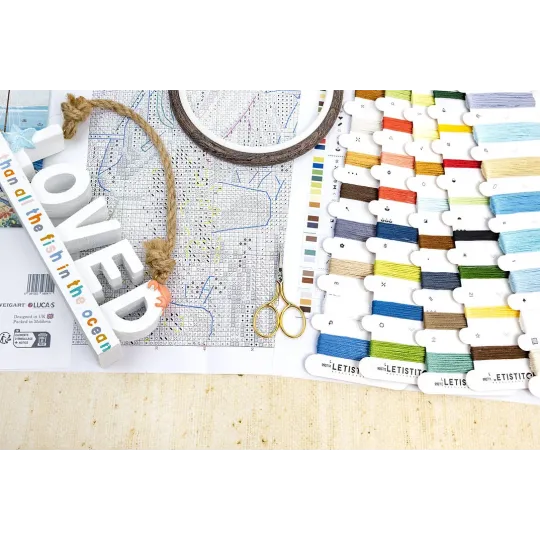 Kryželiu siuvinėjimo rinkinys "Jūros peizažas" 26x26 cm SLETIL9927