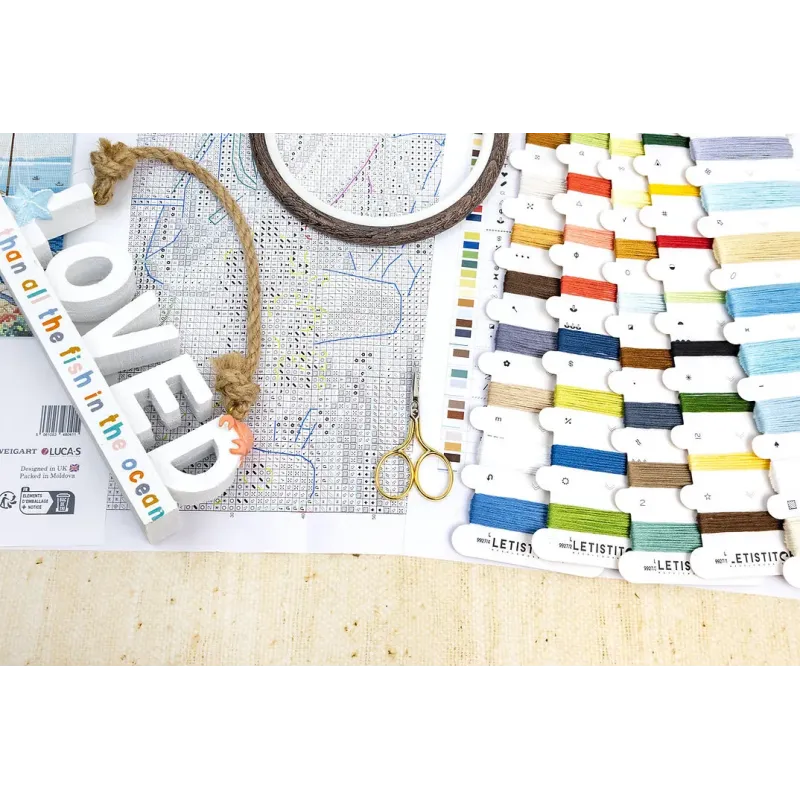 Kryželiu siuvinėjimo rinkinys "Jūros peizažas" 26x26 cm SLETIL9927