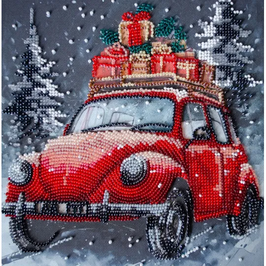 Vidutinio dydžio karoliukų siuvinėjimo rinkinys „Šventinis pristatymas“ 20x20 cm AAMB-125