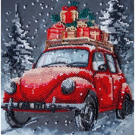 Vidutinio dydžio karoliukų siuvinėjimo rinkinys „Šventinis pristatymas“ 20x20 cm AAMB-125