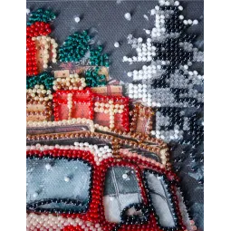 Mittelgroßer Perlenstickerei-Set "Weihnachtszustellung" 20x20 cm AAMB-125