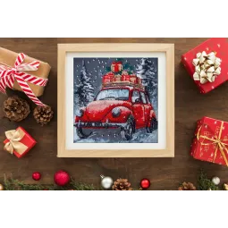 Mittelgroßer Perlenstickerei-Set "Weihnachtszustellung" 20x20 cm AAMB-125