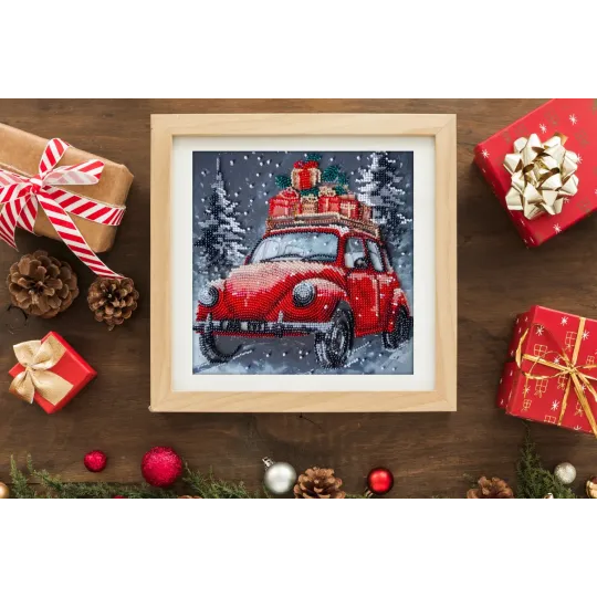 Mid-sized bead embroidery kit "Holiday Delivery" 20x20 cm AAMB-125