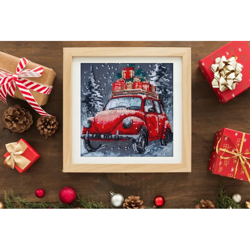 Mid-sized bead embroidery kit "Holiday Delivery" 20x20 cm AAMB-125