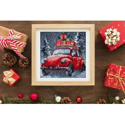 Mittelgroßer Perlenstickerei-Set "Weihnachtszustellung" 20x20 cm AAMB-125