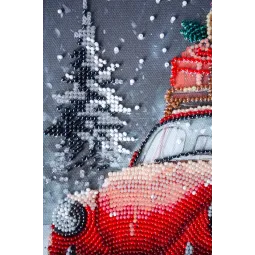 Vidutinio dydžio karoliukų siuvinėjimo rinkinys „Šventinis pristatymas“ 20x20 cm AAMB-125